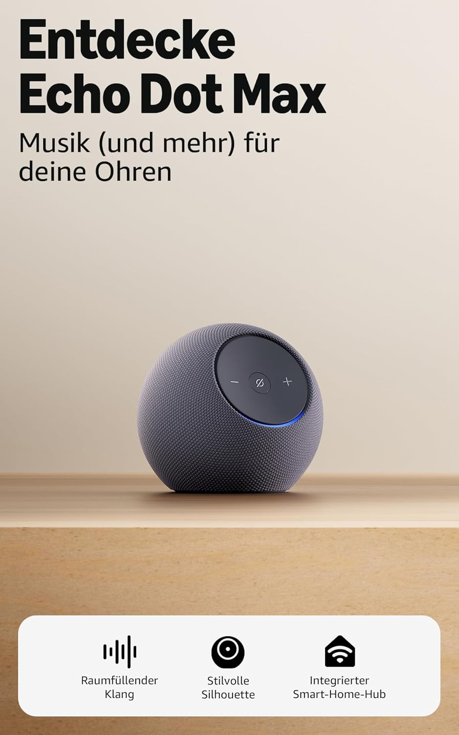 Amazon Echo Dot Max Smart-Lautsprecher mit WLAN und Bluetooth Graphite