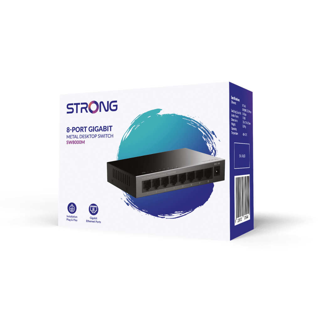 Strong SW8000M Gigabit Ethernet Switch 8-Port Unmanaged Schwarz