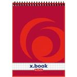 herlitz Spiralnotizblock x-book, DIN A5, 50 Blatt, kariert 60 g-qm, holzfrei, mit rotes Deckblatt, stabiler Karton- (110536)
