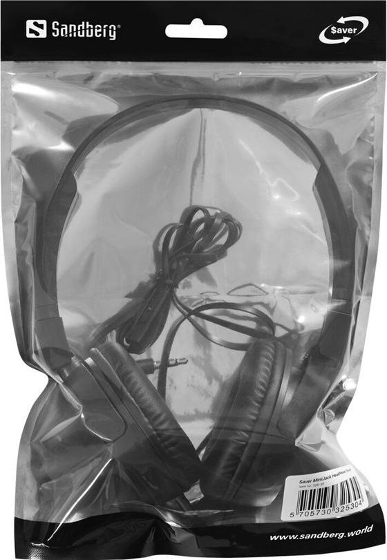 Sandberg Saver MiniJack Travel On-Ear Kopfhörer Schwarz