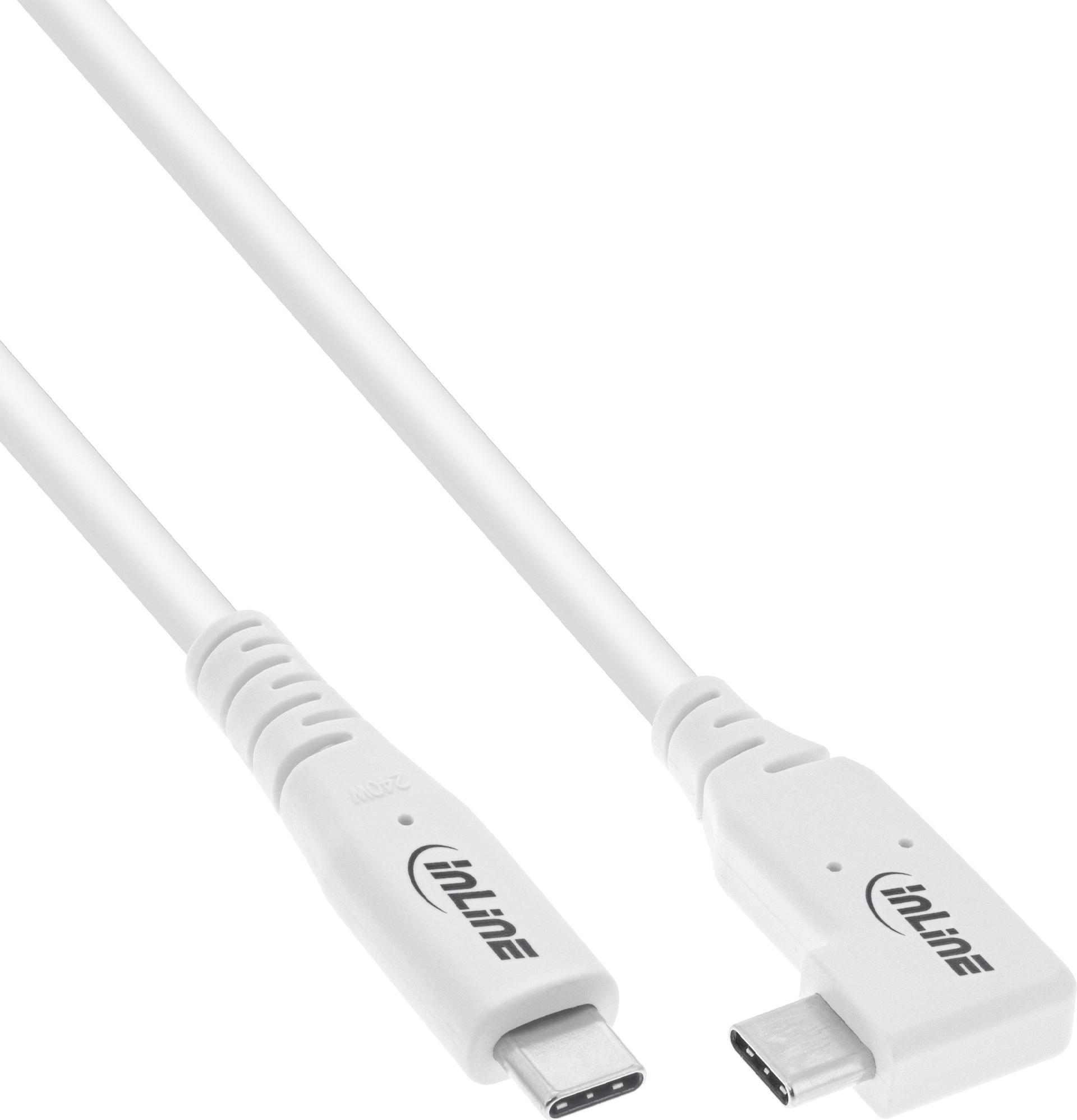 InLine USB4 Kabel USB-C einseitig gewinkelt PD 240 W 8K@60Hz 2 m Weiß