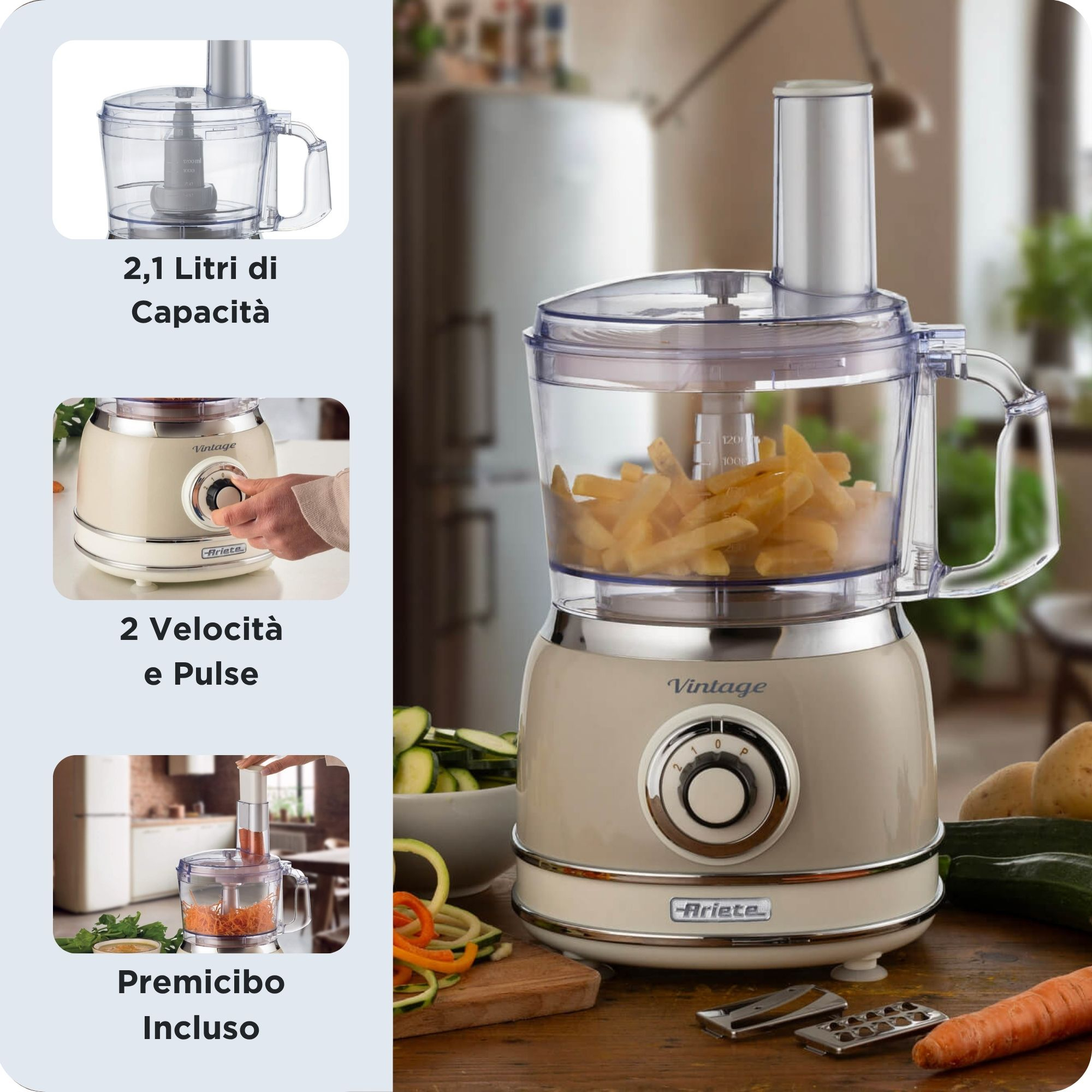 Ariete Vintage 1781CR Küchenmaschine 2,1 l 1000 W Beige