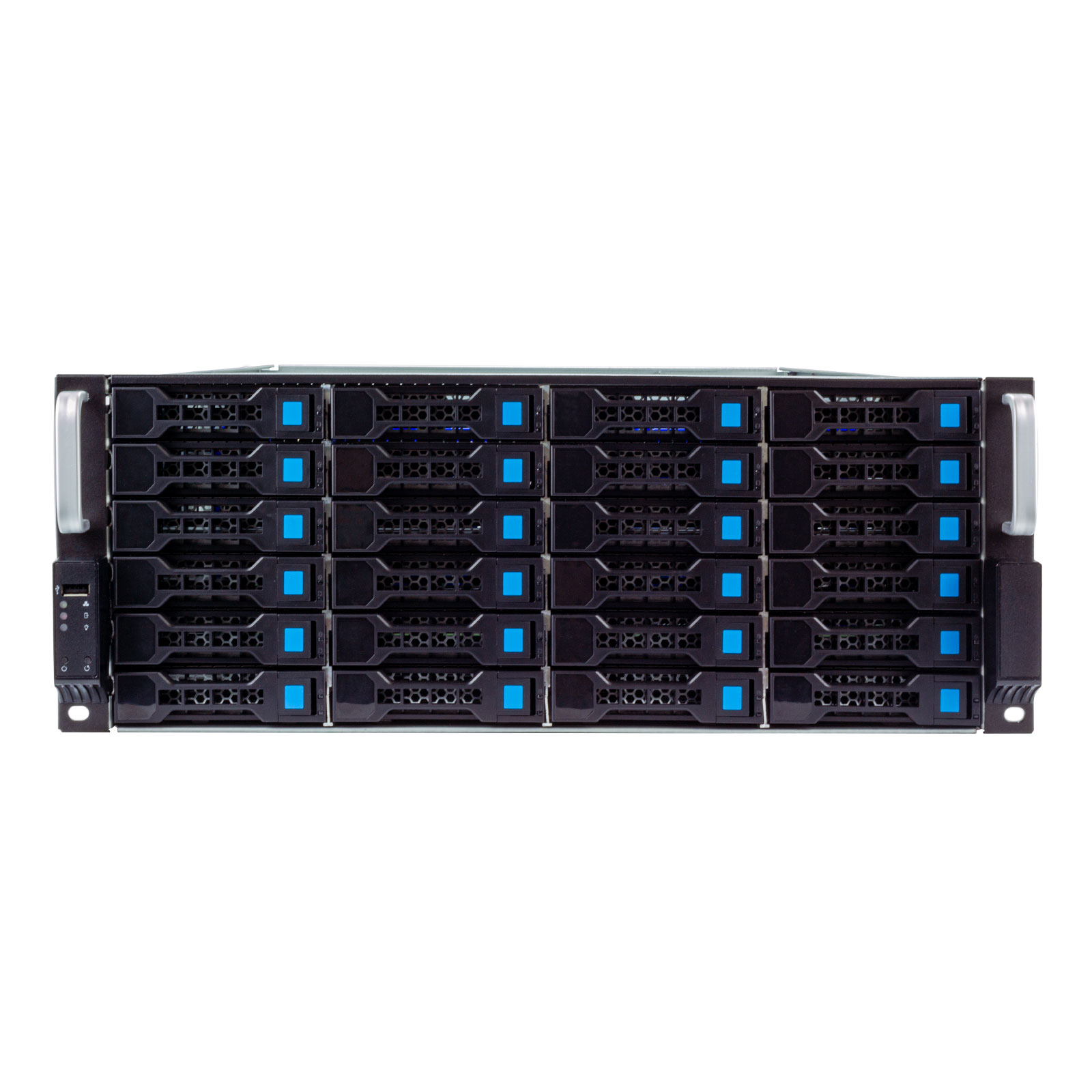 Fantec SRC-4240X07-12G 4U Festplattengehäuse 24x SAS/SATA Hot-Swap USB 2.0 Schwarz, Silber