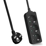 Helos Steckdosenleiste CLASSIC, 3-fach, schwarz, 1,5m, ohne Schalter Robustes klassisches Design , 1,5m Zuleitung , Leiterquerschnitt: 1,5 mm² , Kabeltyp: H05VV-F 3G1.5mm , ohne Schalter , 3 Schutzkontaktsteckdosen 45° gedreht , mit Berührungsschutz , belastbar bis zu 16 A/230V (4000 Watt) , VDE, CE und GS-Zertifiziert , Farbe: schwarz (262800)