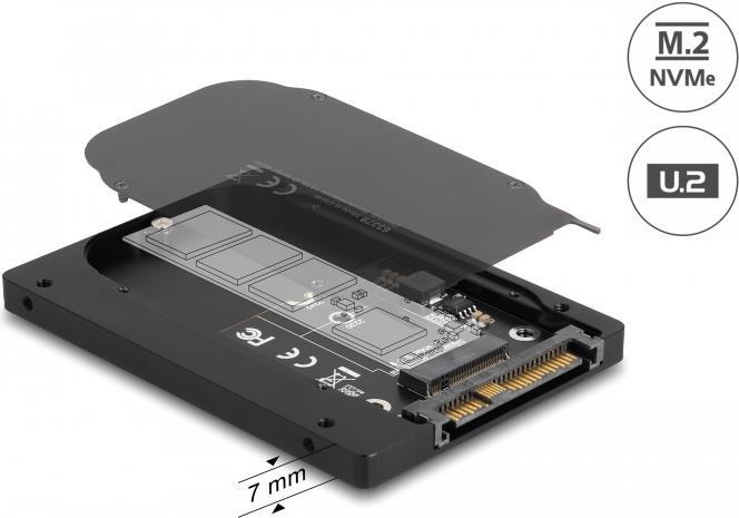 Delock 2.5" Konverter U.2 SFF-8639 zu M.2 NVMe Key M - 7 mm Höhe (63379)
