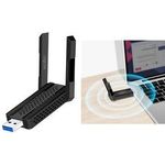 LogiLink WiFi USB 3.0 Adapter, mit Antennen, 5,8 GHz Anschluss: USB-A Stecker, unterstützt IEEE 802.11ax - 1 Stück (WL0250)
