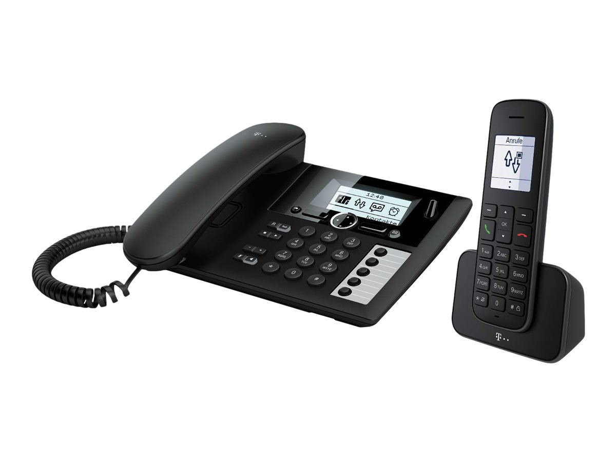 Deutsche Telekom Sinus PA 207 plus 1 DECT-Telefon mit Anrufbeantworter und zusätzlichem Mobilteil Schwarz