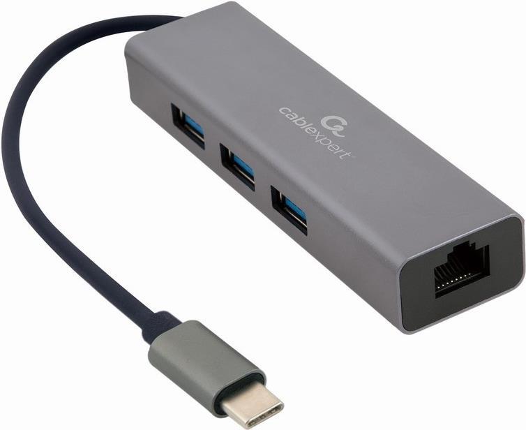 Gembird A-CMU3-LAN-01 Schnittstellen-Hub USB 3.2 Gen 1 (3.1 Gen 1) Type-C 5000 Mbit/s Grau (A-CMU3-LAN-01)