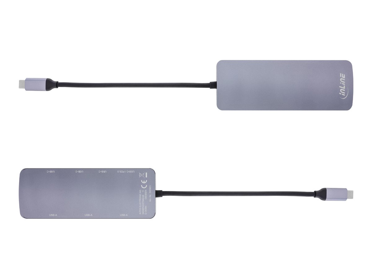 InLine USB 3.2 Gen.2 Hub 4x USB-C 3x USB-A PD 100W Aluminium Grau