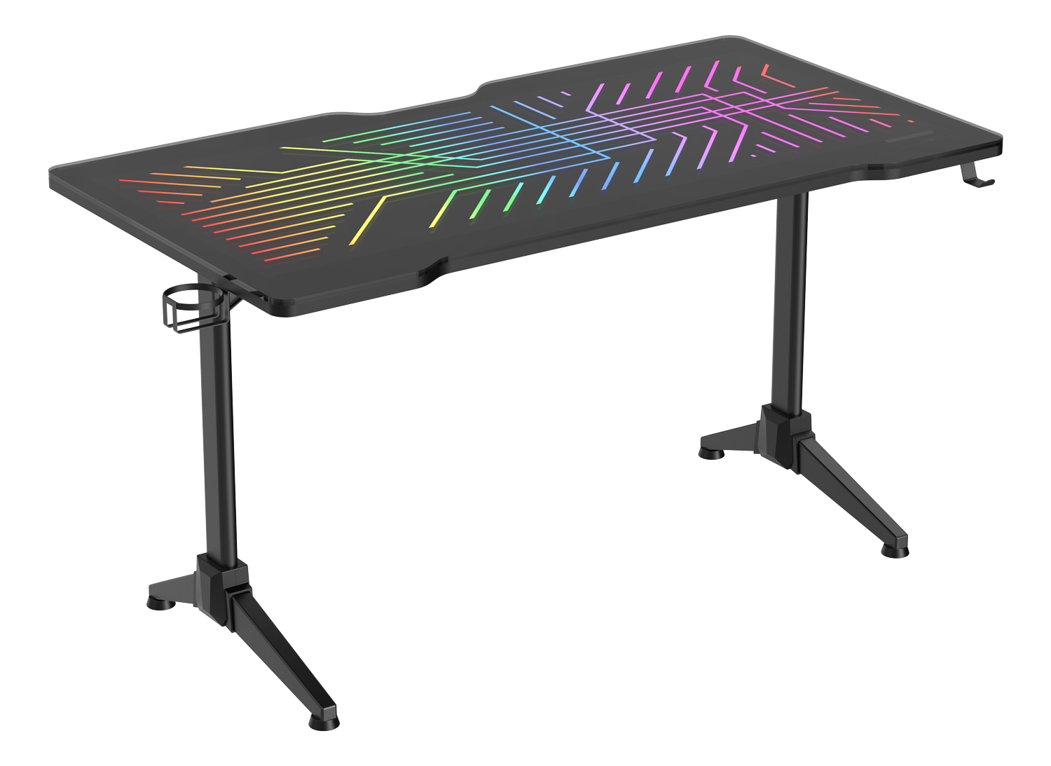 Deltaco Gaming RGB-LED Tisch m. Glas/Kabelmanag./Headsetha (GAM-150)