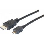 Micro HDMI Kabel, High Speed mit Ethernet, vergoldet, HDMI St. A / HDMI Micro St. D, 1,0 m Anschlusskabel zur Übertragung von digitalen Monitor- und TV-Signalen (128490)