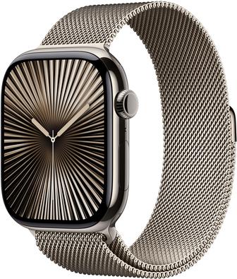 Apple Watch Series 10 GPS Cellular 46mm Natural Titanium Case mit Natural Milanese Band MC7Q4QF A