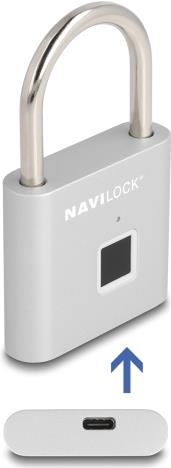 Navilock Vorhängeschloss mit Fingerabdruck 75 x 45 13 mm silber (20966)