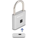 Navilock Vorhängeschloss mit Fingerabdruck 75 x 45 13 mm silber (20966)