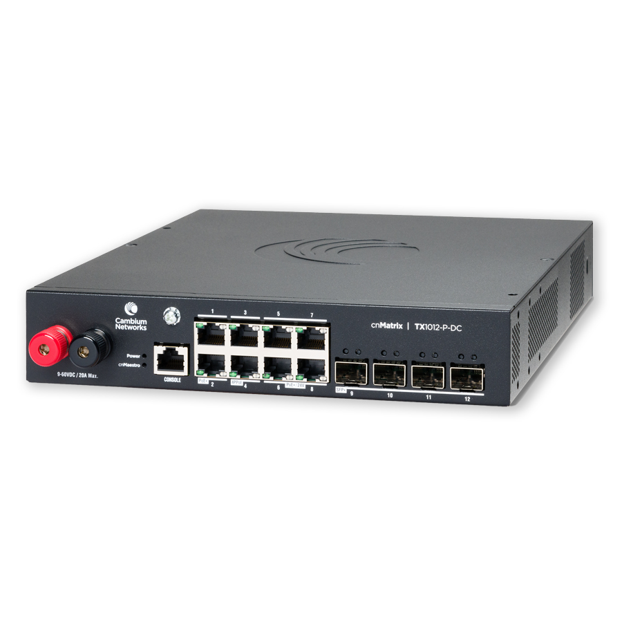 Cambium Networks cnMatrix TX1012-P-DC Managed Switch 12 Ports PoE Schwarz