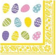 PAPSTAR Oster-Motivservietten "Coloured Eggs" 400 x 400 mm, 1/4 Falz, 3-lagig, Tissue - 1 Stück (87371)