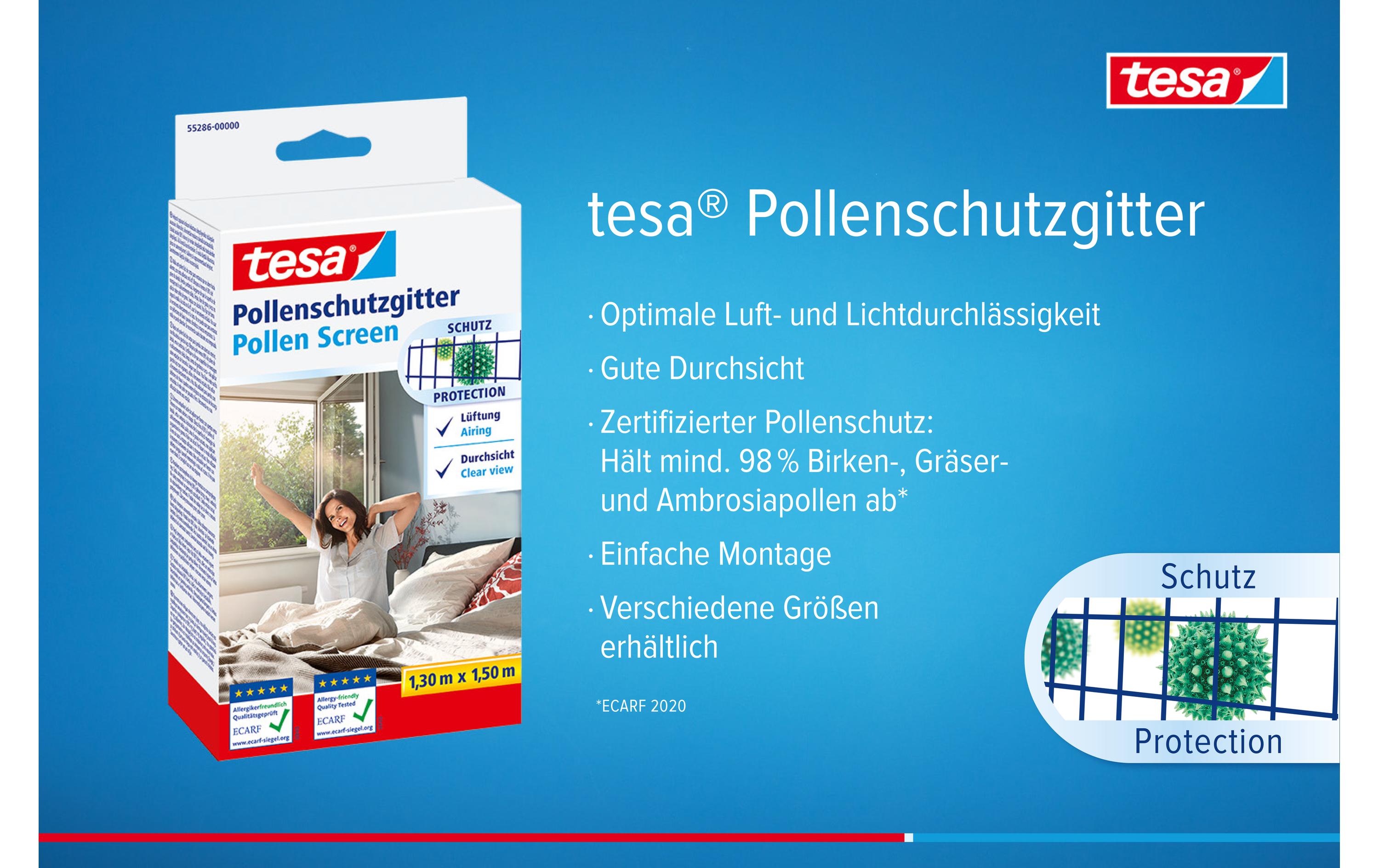 tesa Pollenschutzgitter für Fenster 1,20 m x 2,40 m Anthrazit-Transparent