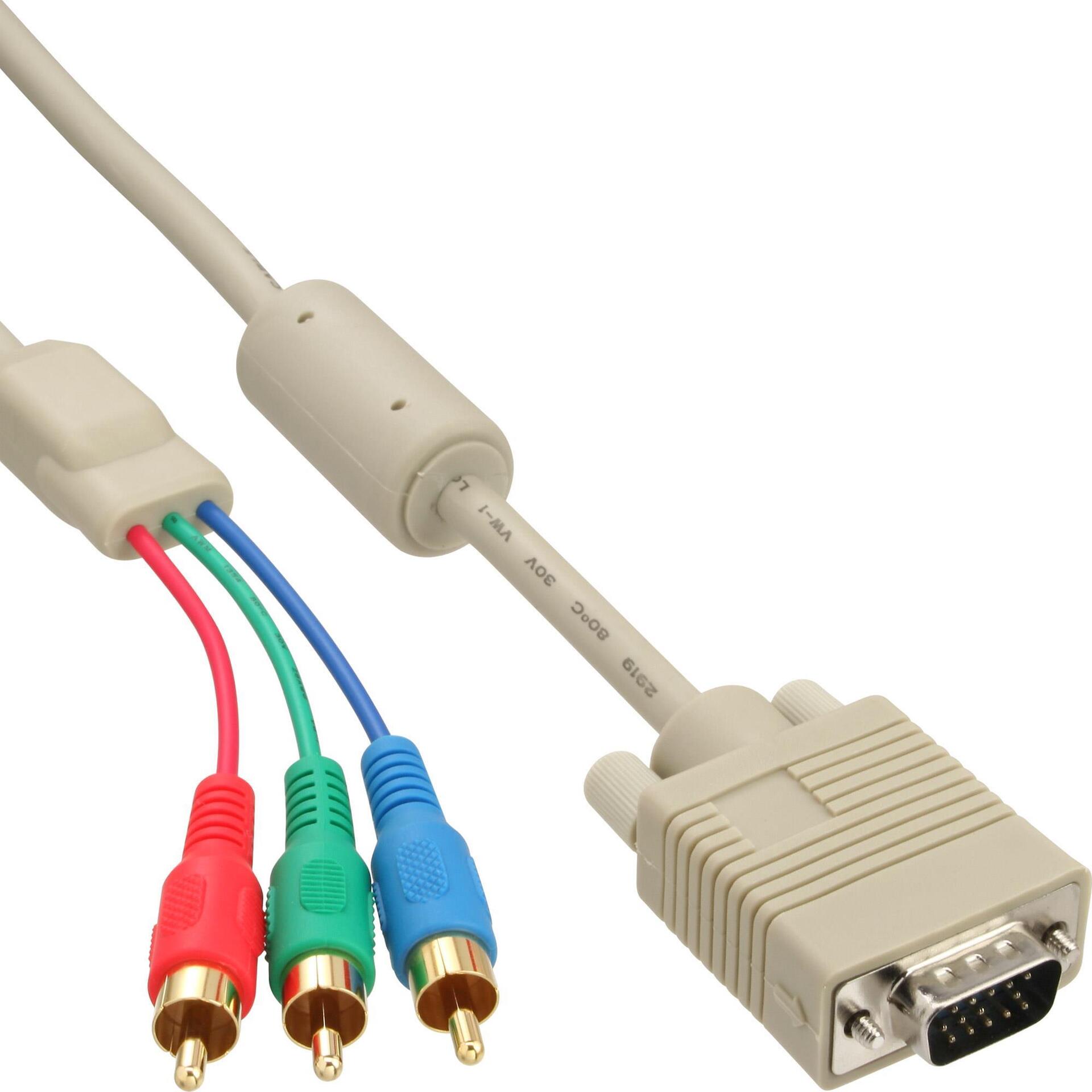 InLine VGA RGB Kabel, VGA Stecker an 3x Cinch Stecker - 2m (17202)