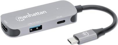 Manhattan 3-in-1 Dock USB-A/USB-C PD 4K60 HDMI USB USB-C PD (190299)