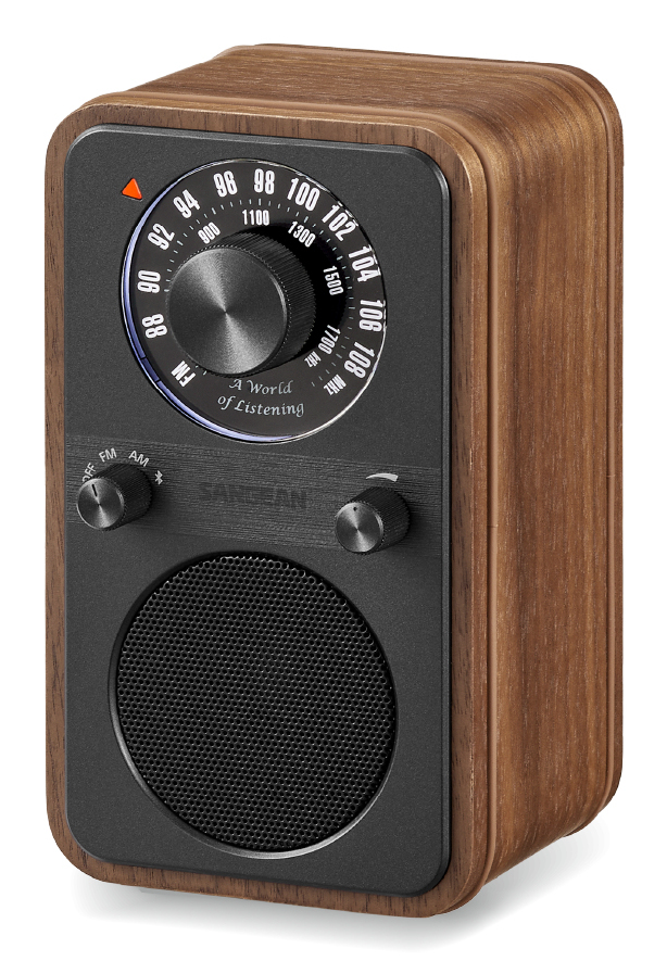 Sangean WR-9 Tragbares FM-Radio Echtholz-Gehäuse AM/FM Bluetooth 8W Vintage Walnut