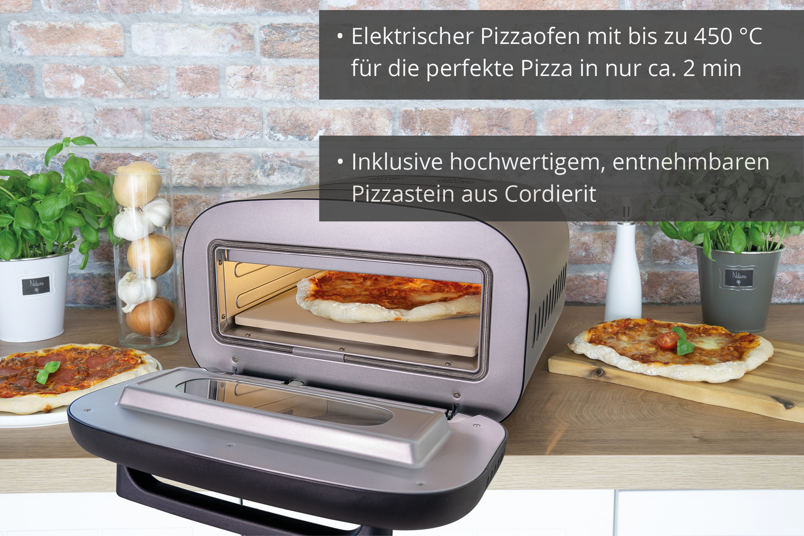 UNOLD Don Alfredo Pizzaofen 1700 W mit Pizzastein Schwarz