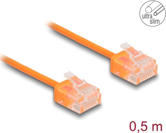 Delock RJ45 Netzwerkkabel Cat.6 UTP Ultra Slim 0.5 m orange mit kurzen (80854)