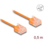Delock RJ45 Netzwerkkabel Cat.6 UTP Ultra Slim 0.5 m orange mit kurzen (80854)