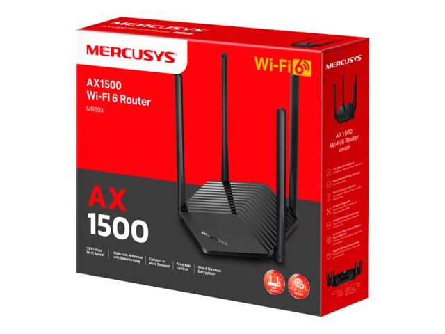 Mercusys MR60X V2 WLAN-Router Wi-Fi 6 Schwarz