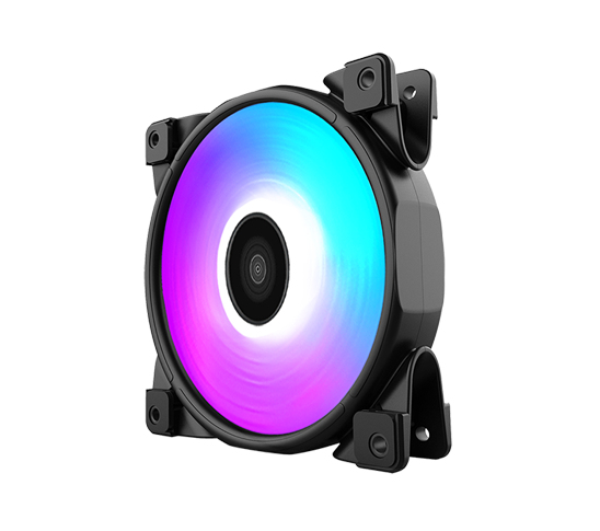 PCCOOLER Halo RGB 120mm Gehäuselüfter 1000–2000 RPM Schwarz, Mehrfarbig