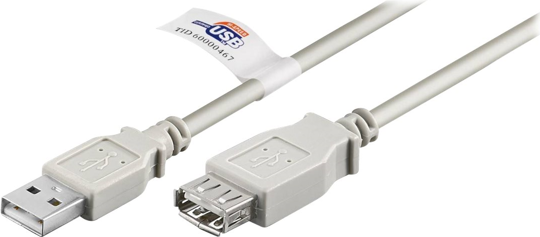 Wentronic Goobay USB 2.0 Hi-Speed Verlängerungskabel mit USB Zertifikat, Grau, 5 m - USB 2.0-Stecker (Typ A) > USB 2.0-Buchse (Typ A) (69916)
