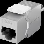 Goobay Keystone RJ45 Modul CAT 6A, STP, slim-line - Krokodil-Typ, Klemmleiste für LSA Montage (werkzeugfrei) (79448)