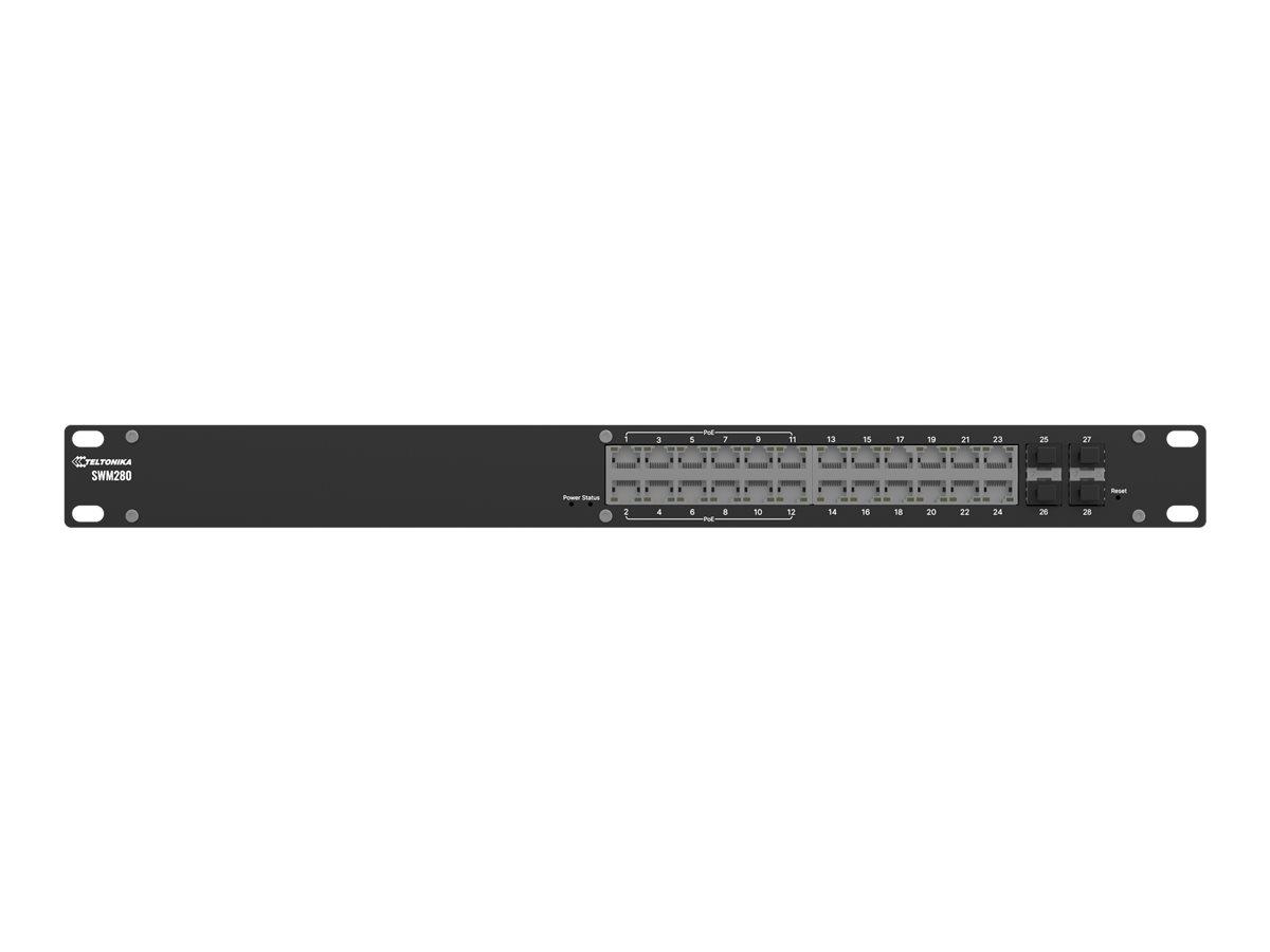 Teltonika SWM280 Managed Switch 24 Ports 12x PoE+ 4x SFP Gigabit Schwarz