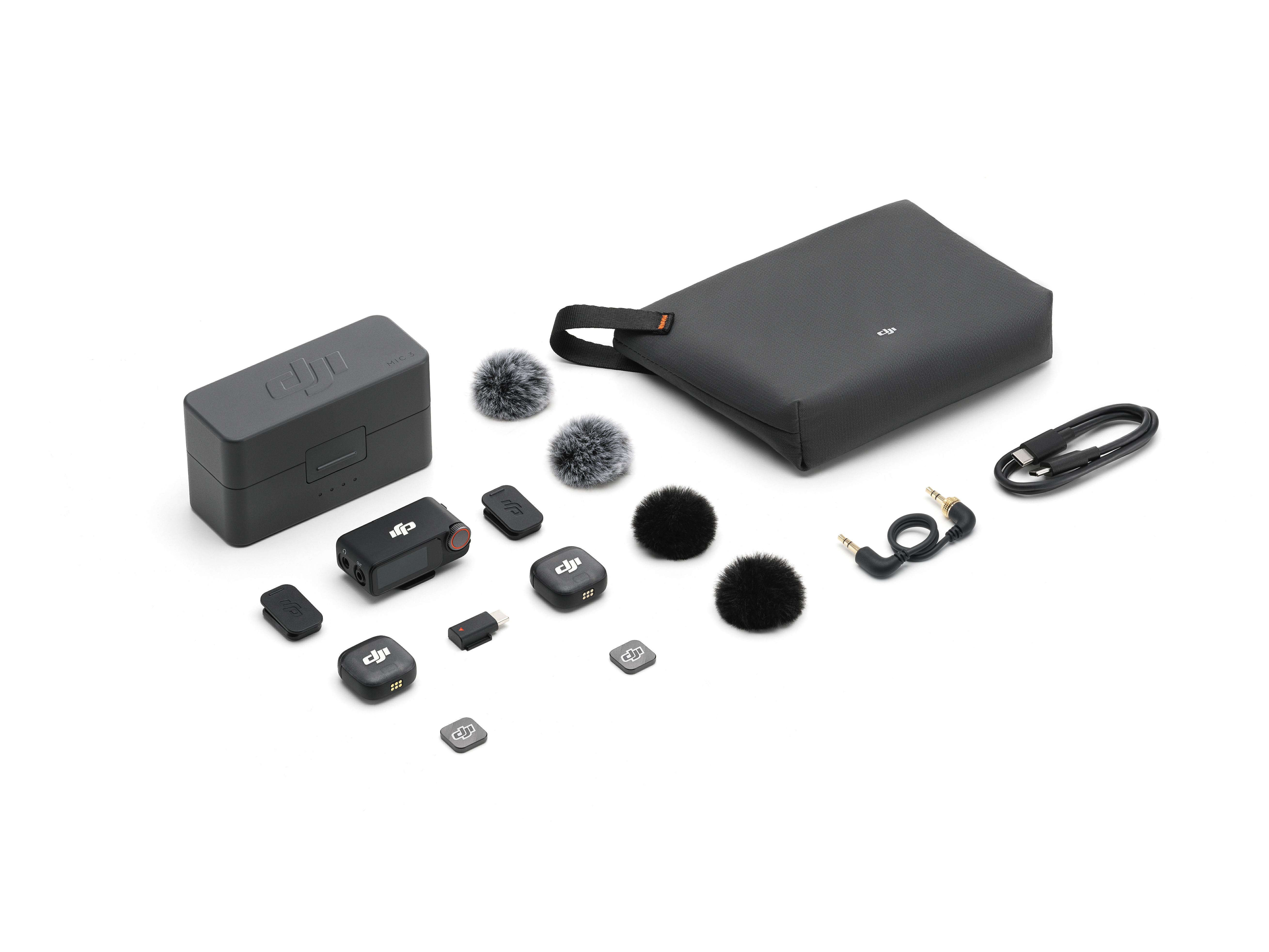 DJI Mic 3 Kabelloses Mikrofonsystem 2 Sender 1 Empfänger Ladeschale Schwarz