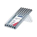 6 STAEDTLER pigment liner 308 Fineliner schwarz 0,05, 0,1, 0,2, 0,3, 0,5, 0,8 mm (308 SB6P)