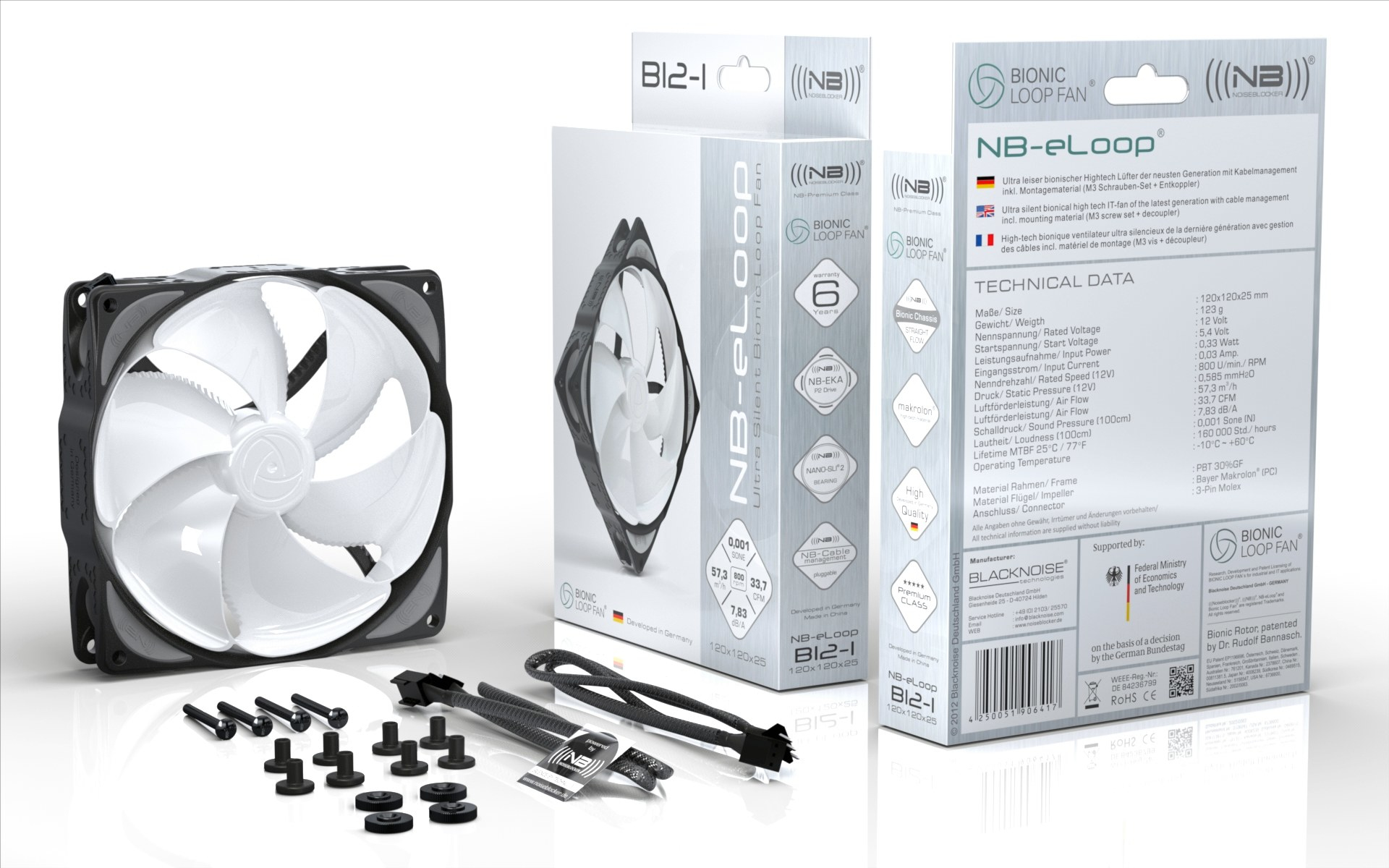 Noiseblocker NB-eLoop B12-PS Gehäuselüfter 12 cm Schwarz