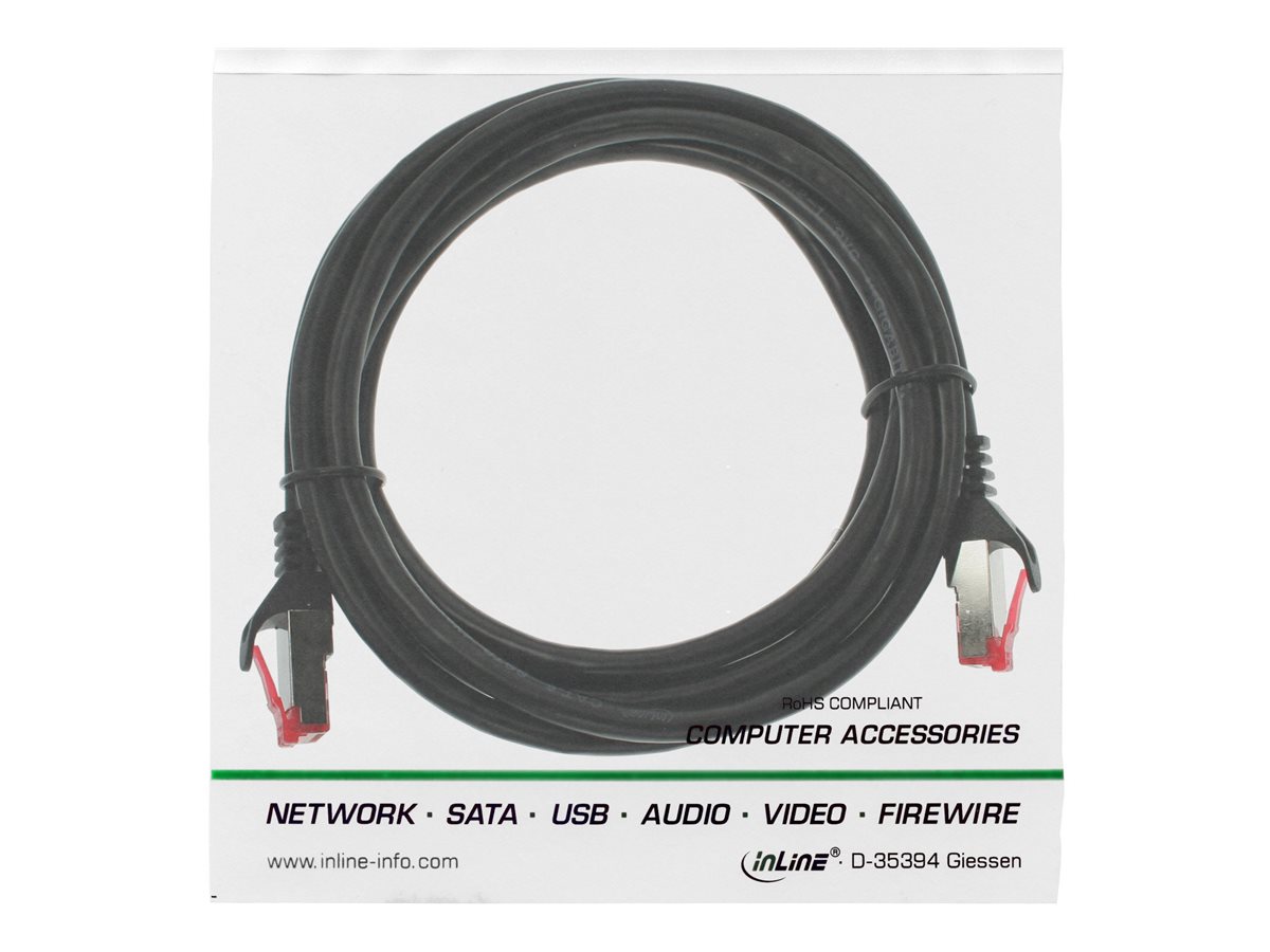 InLine Patch-Kabel RJ-45 CAT 6 S/FTP (PiMF) 250 MHz 50 cm Schwarz