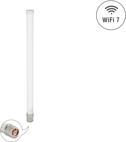 Delock WiFi 7 Antenne N Stecker 4.5 - 6.6 dBi 32 cm omnidirektional starr outdoor (81455)