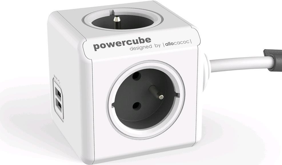 Allocacoc PowerCube Extended USB E(FR) - 3m Verlängerungskabel 4 AC-Ausgänge (PowerCube Extended USB 3m)