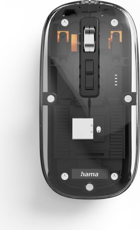 Hama Multi-Device-Maus WM-600, kabellos, Funk/BT, flach, 6 Tasten, transparent (00173094)