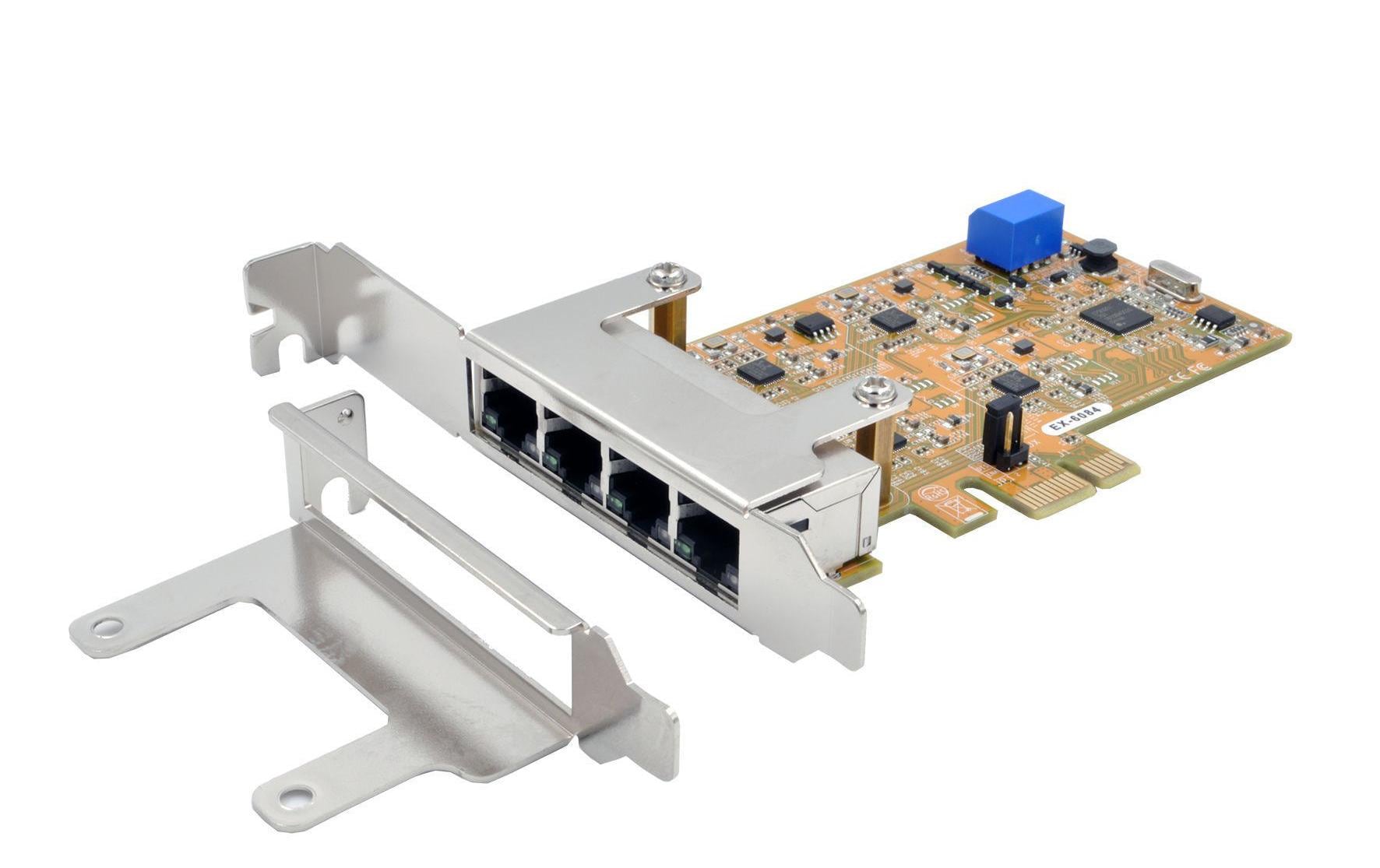 Exsys EX-6084 PCIe x1 Quad Gigabit Ethernet Netzwerkkarte Silber