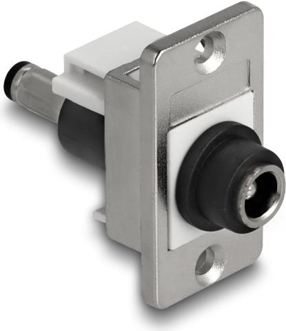 Delock Panel Mount DC 5.5 x 2.5mm Buchse zu 5.5 Stecker silber weiss (90887)