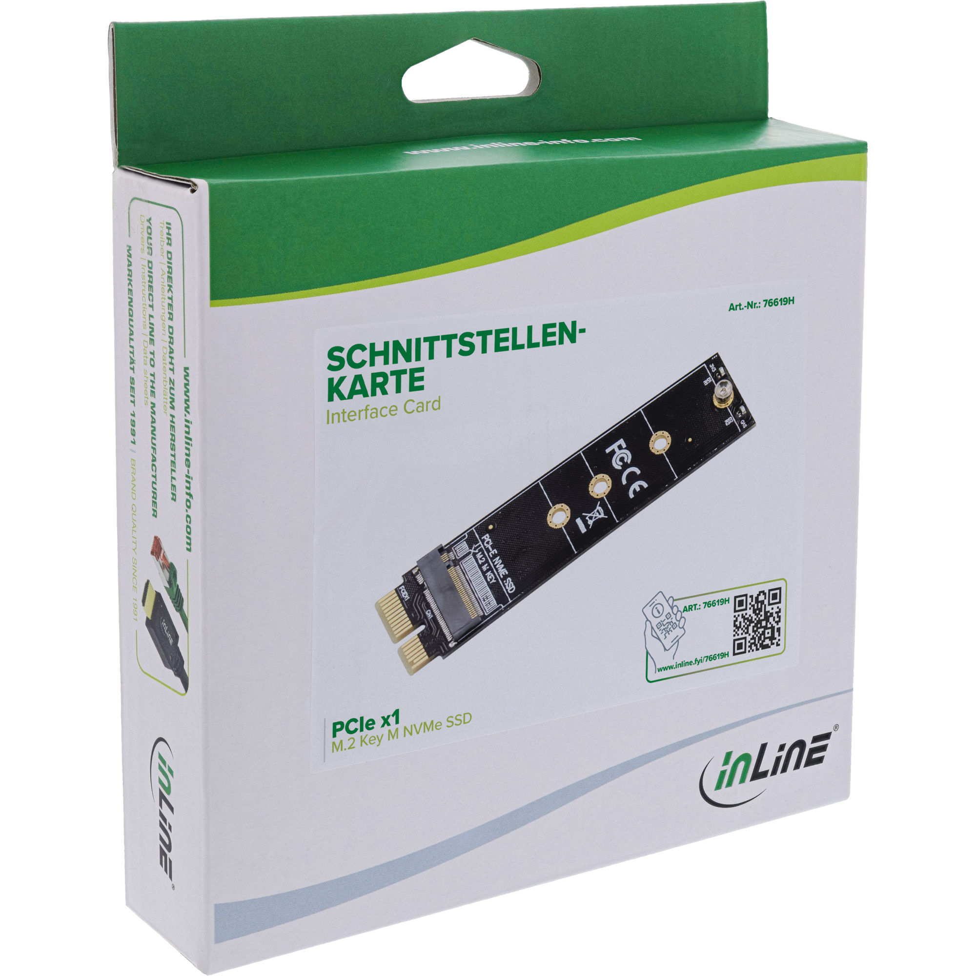InLine 76619H Schnittstellenkarte PCIe x1 zu M.2 Key M NVMe SSD