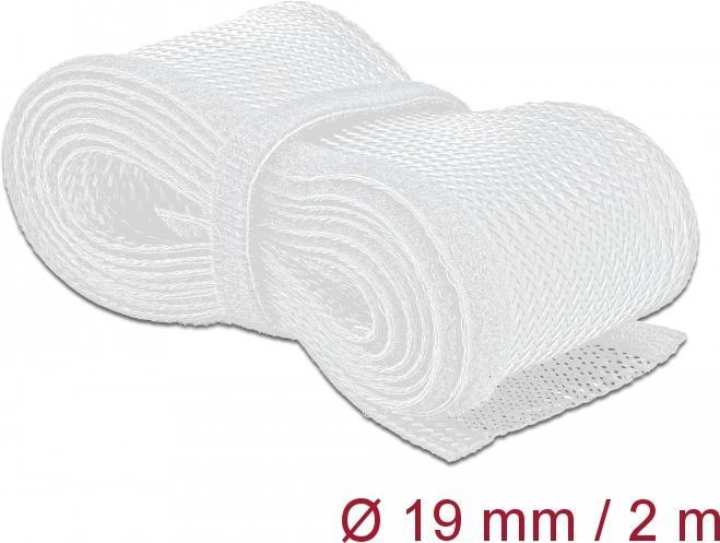 Delock Geflechtschlauch mit Klettverschluss 2 m x 19 mm weiß (20702)