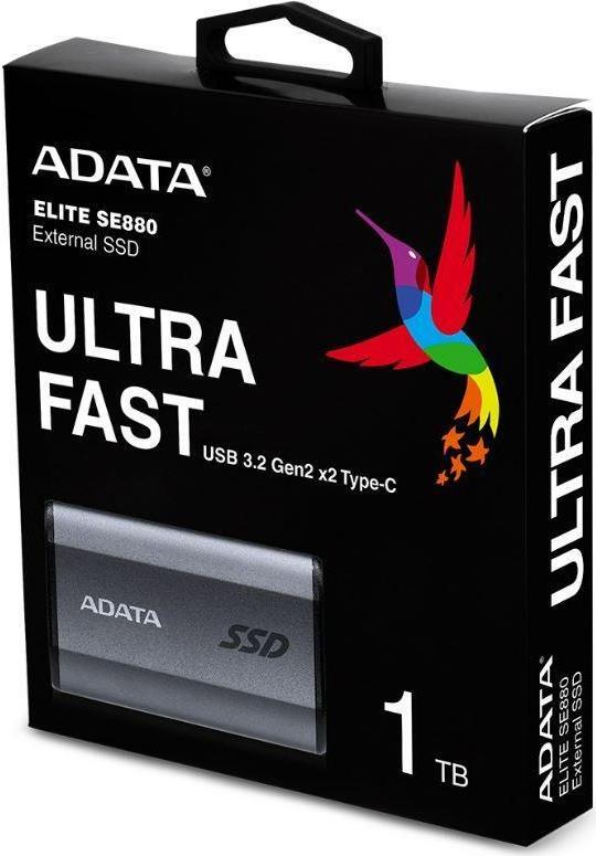 ADATA SE880 Externe SSD 1 TB USB 3.2 Gen 2 USB-C Titanium Gray