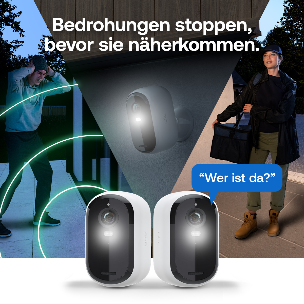 Arlo Essential 3 HD-Sicherheitskamera 2er-Set mit Halterungen Schwarz, Weiß