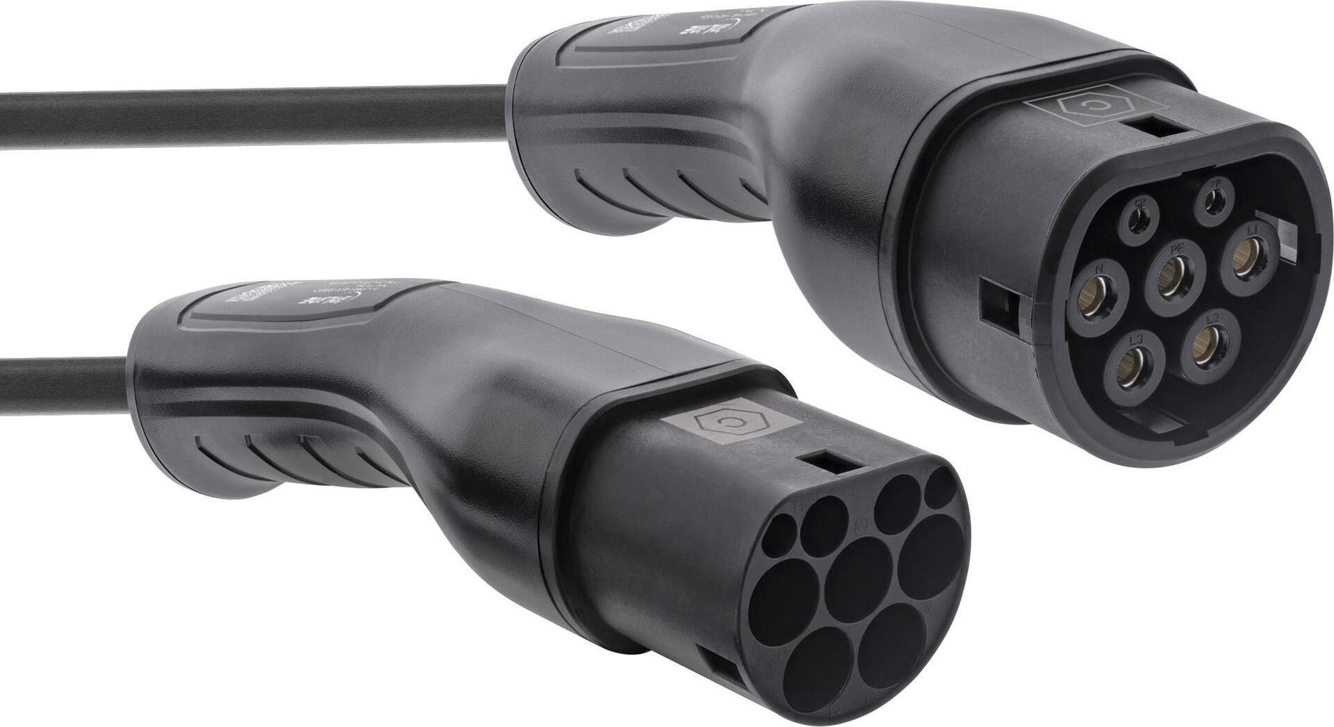 InLine® EV Spiral-Autoladekabel 11kW Typ2, 3-phasig, 7,5m (16277S) (geöffnet)