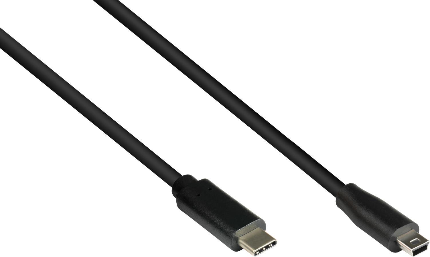 Alcasa 3310-CM001. Kabellänge: 0,15 m, Anschluss 1: USB C, Anschluss 2: Mini-USB B, USB-Version: USB 2.0, Maximale Datenübertragungsrate: 480 Mbit/s, Beschichtung Steckerkontakte: Gold, Produktfarbe: Schwarz (3310-CM001)