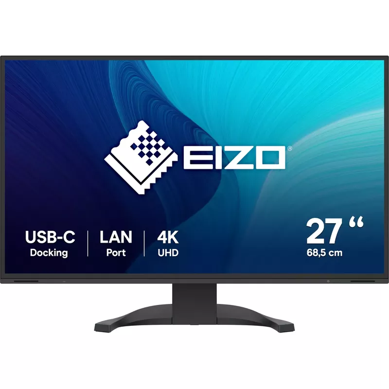 EIZO FlexScan EV2740X. Bildschirmdiagonale: 68,6 cm (27"), Display-Auflösung: 3840 x 2160 Pixel, HD-Typ: 4K Ultra HD, Bildschirmtechnologie: LCD, Reaktionszeit: 5 ms, Natives Seitenverhältnis: 16:9, Bildwinkel, horizontal: 178°, Bildwinkel, vertikal: 178°. Eingebaute Lautsprecher. Integrierter USB-Hub. VESA-Halterung, Höhenverstellung. Produktfarbe: Schwarz [Energieklasse D] (EV2740X-BK) (B-Ware)