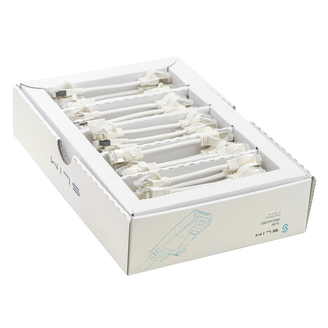 Wirewin SLIM-LS-K6A CAT 6a Patchkabel 0,1 m U/FTP weiss 50-Pack
