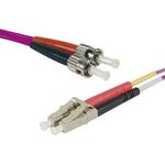 LWL Patchkabel Eco, 50/125 µm, OM4-Faser, LC Duplex Stecker/ST Duplex Stecker, erika-violet, 2,0 m UPC UPC-Schliff (392792)